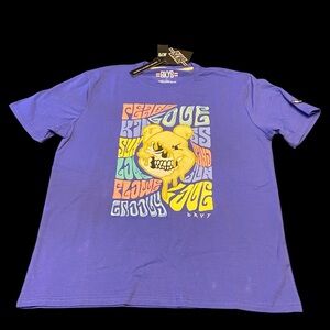 🆕 BKYS Unisex Psychedelic Purple Skeleton Poo Bear Tee shirt